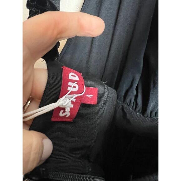 NWT STAUD Black Velvet Halter Jumpsuit Sz. 4 - Picture 6 of 9